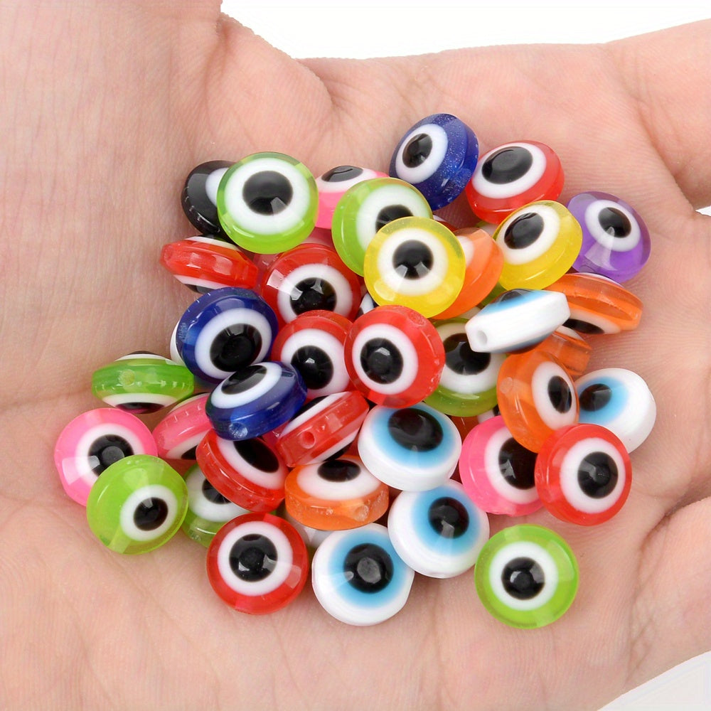 50-100pcs Evil Eye Beads Oval Spacer Resin DIY Charms for Jewelry Making