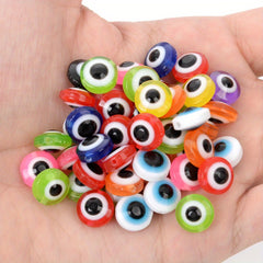50-100pcs Evil Eye Beads Oval Spacer Resin DIY Charms for Jewelry Making