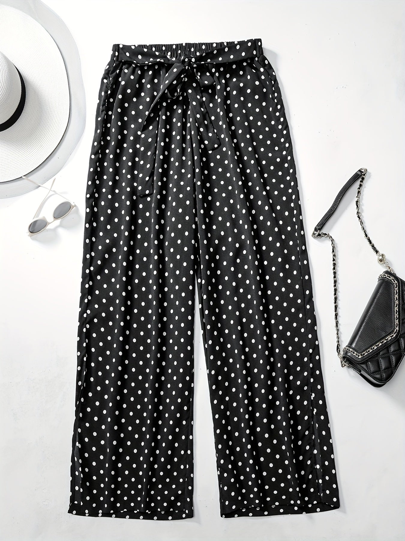  Polka Dot Wide Leg Pants