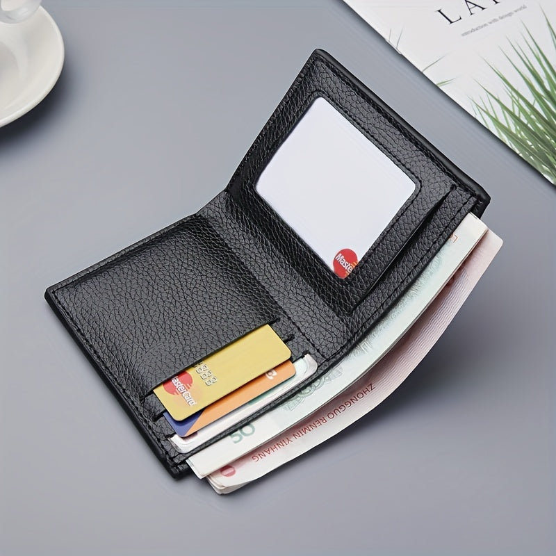 Men's Short Lychee Pattern Wallet Dollar Clip
