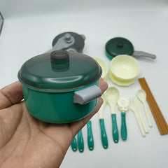 Mini Green Kitchen Playset for Kids Realistic Play Food & Cooking Toys