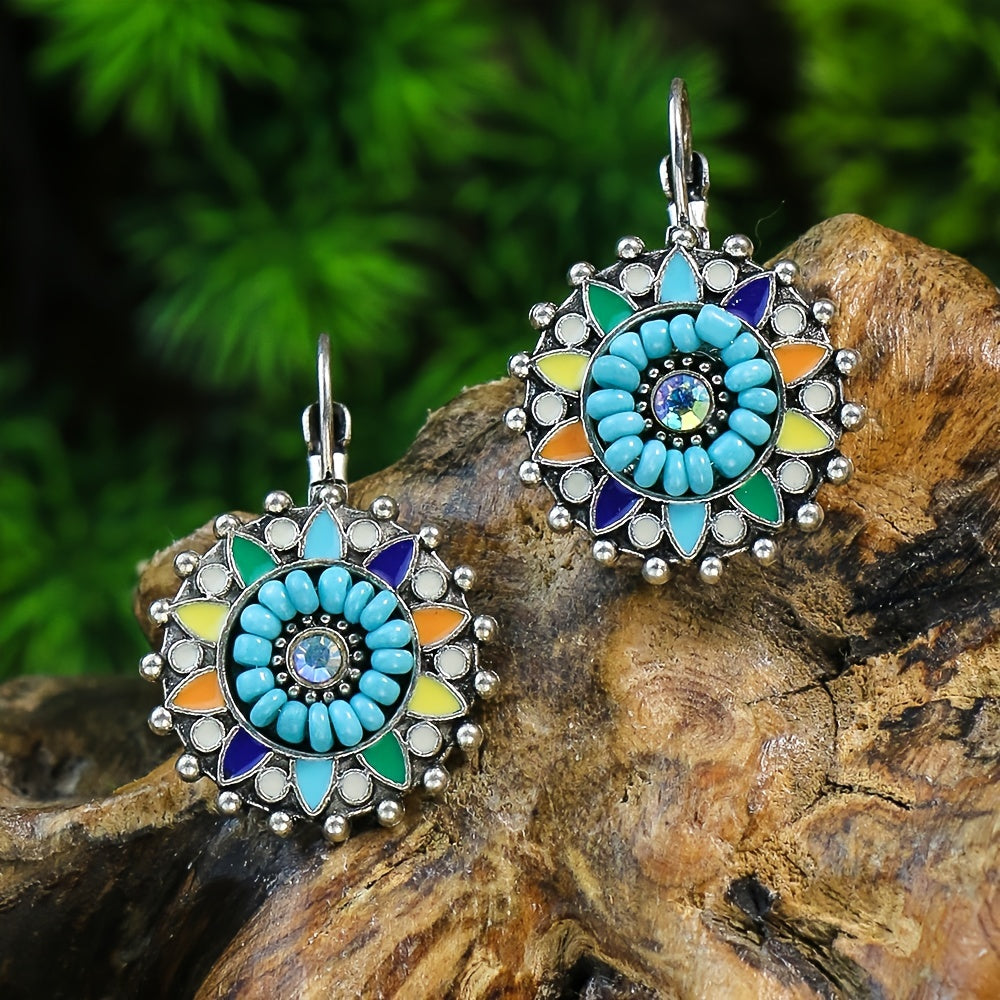 Vintage Geometric Earrings Rhinestone Boho Ear Jewelry Gift