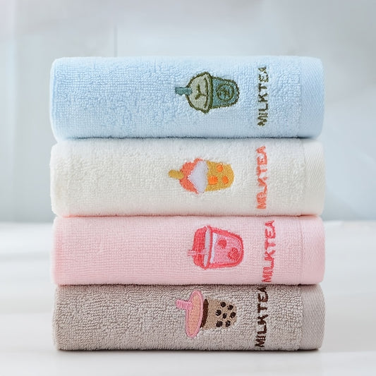 4pcs 100% Cotton Cartoon Face Towel for Kids, Soft Absorbent Towel for Babies