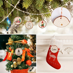 10pcs Wooden Art Circle Christmas Ornaments DIY Crafts