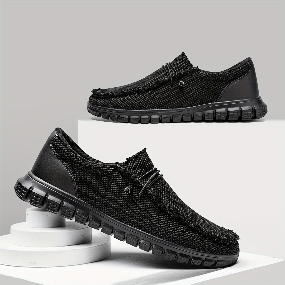 Men's Distressed Mesh Loafer Shoes Anti-skid Walking Shoes