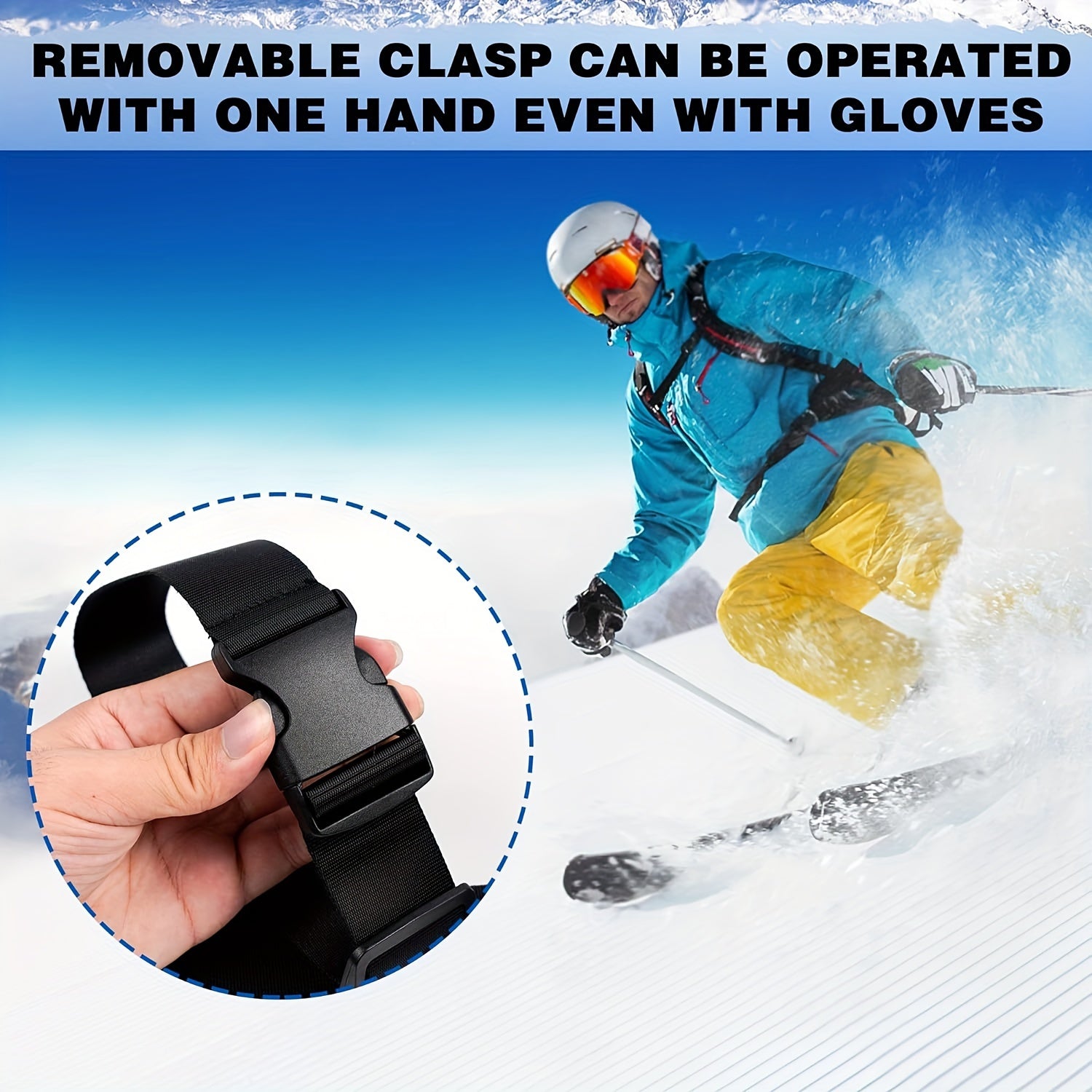 Portable Ski Sled Straps Pole Carrier Adjustable Shoulder Straps