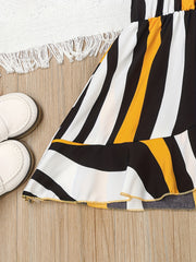 Toddler Girls Stripes Ruffle Trim Cami Dress For Party Beach Vacation