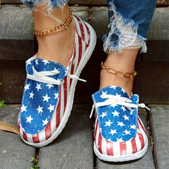 Women's Star Graphic & Striped Canvas Shoes Lightweight Sneakers