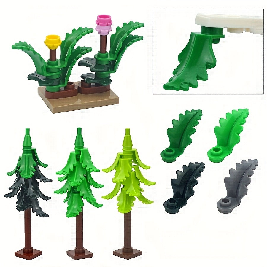 Winter Tree Bush Fir Leaf Street House Decoration Building Blocks