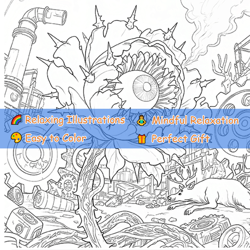 Dark Goth Christmas Coloring Book - Terrifying Santa Scene, Wreaths & More