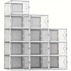 12pcs Shoe Rack Box With Door Stackable Shoe Cabinet Drawer