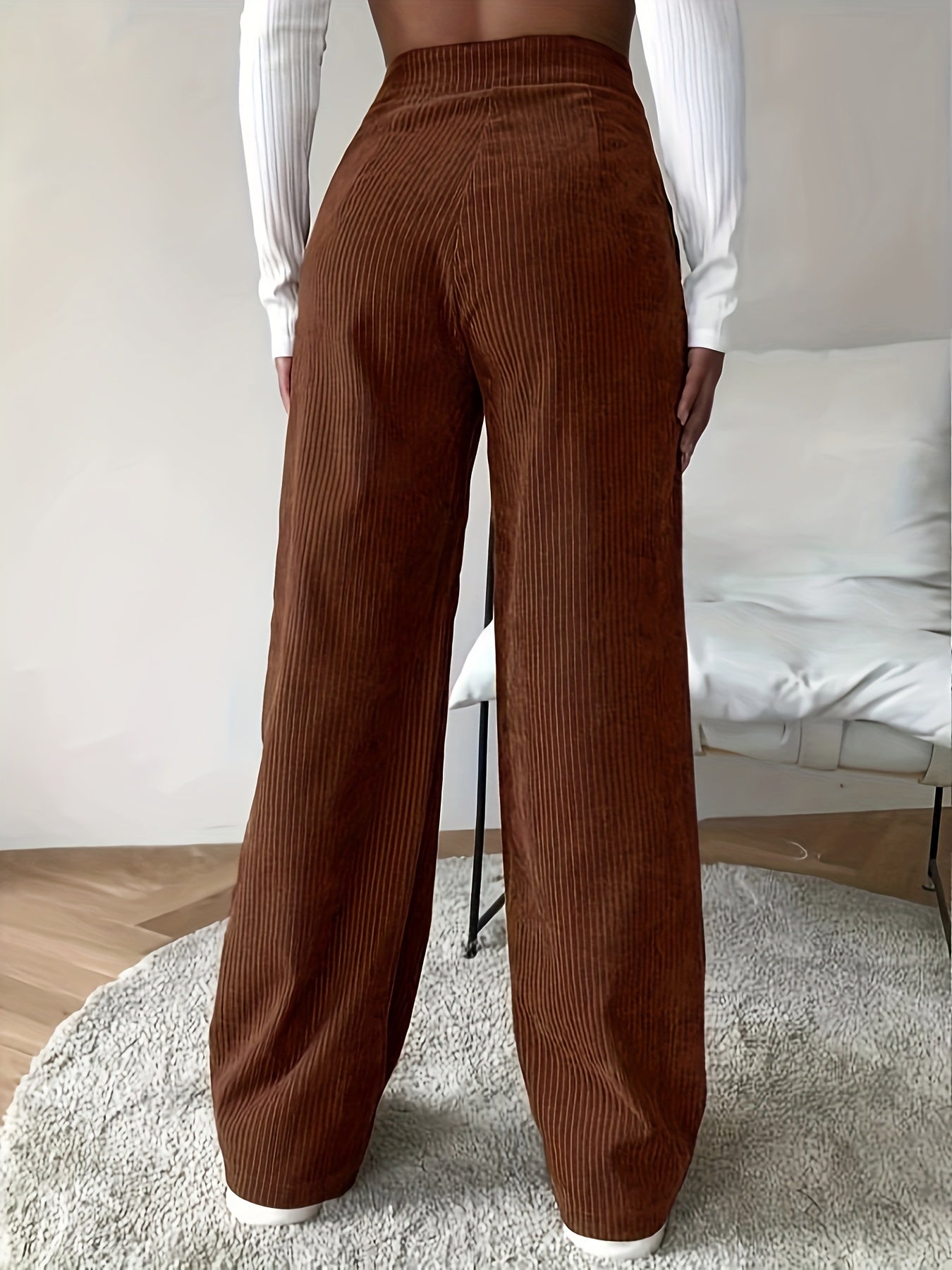  Women's Corduroy High Rise Wide Leg Trousers