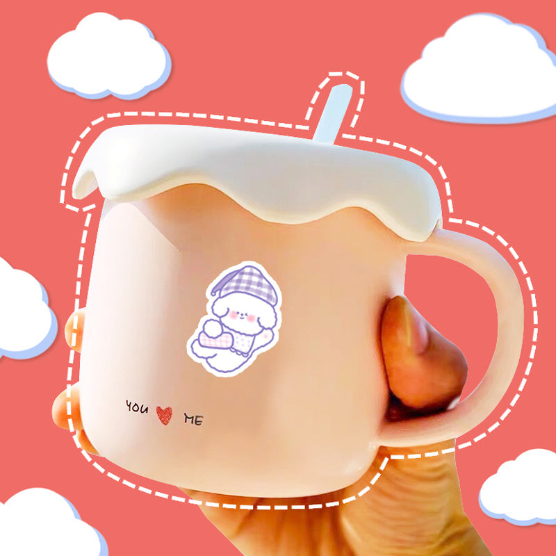 90pcs Cute Bear & Rabbit Waterproof Stickers - Water Cup & Phone Decoration