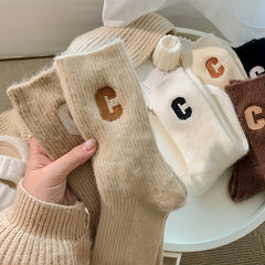 3 Pairs Letter Embroidery Mid Tube Socks