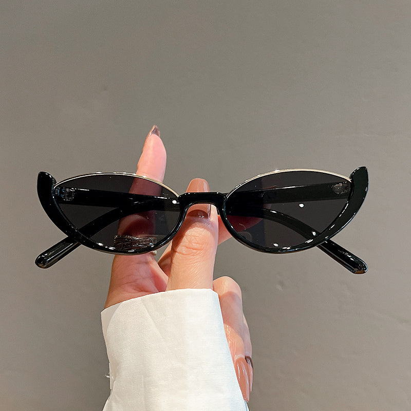 Vintage Half Rimless Oval Sunglasses Women Metal Frame Eyeglasses UV400