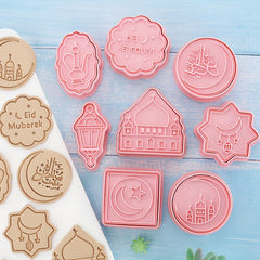 8pcs Eid Cookie Cutters Plastic Moon Star Pattern Candy Mold Eid Mubarak Biscuit