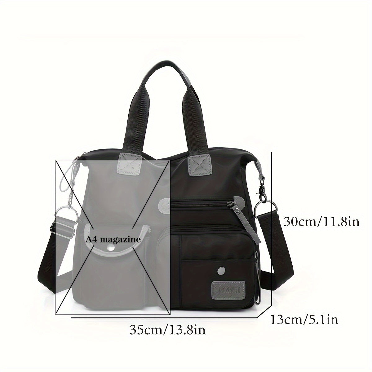 Large Capacity Nylon Handbag with Pockets