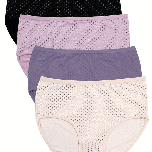 4 Pack Plus Size Pin Dot Print Panties Set