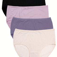 4 Pack Plus Size Pin Dot Print Panties Set