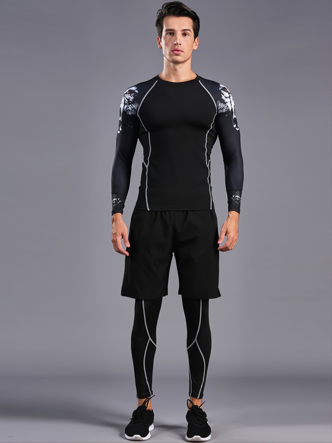 Men's Thermal Compression Set for Fitness Running Skiing