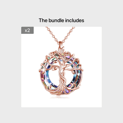 Tree Of Life Necklace Round Rainbow Crystal Pendant Birthday Gift