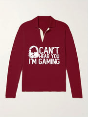 Men's Warm V-Neck Polo Sweater for Fall Winter