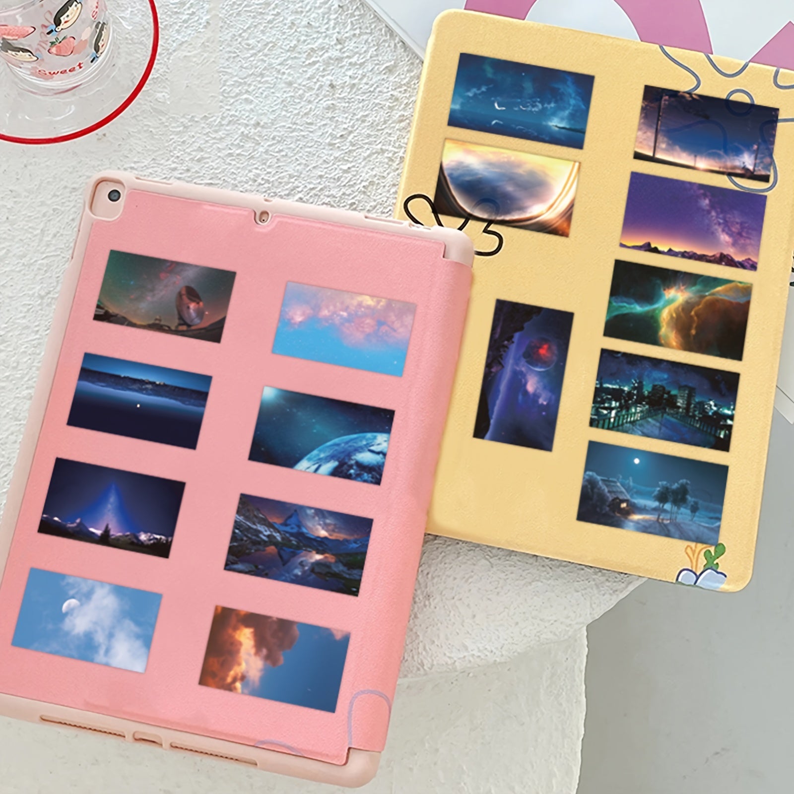 Moon in Starry Sky Clouds Sea Waterproof Vinyl Stickers