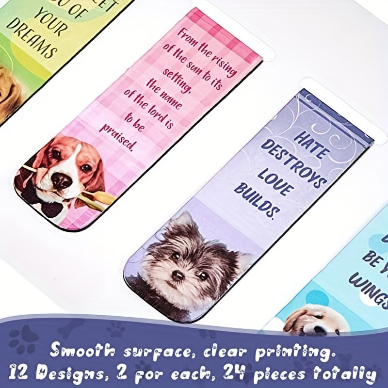 24pcs Magnetic Bookmark Page Marker Inspirational Quote for Students