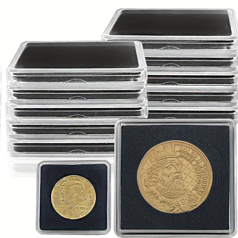 10PCS Square Coin Protective Box Acrylic Coin Display Box