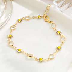 Daisy Chain Anklet Oil Flower Beads Adjustable Ankle Bracelet