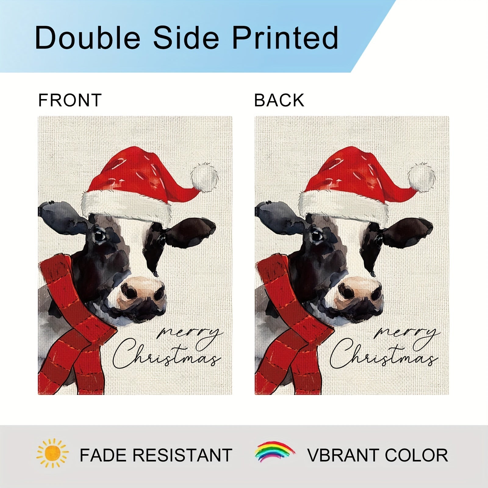 Christmas Cow Garden Flag Double Sided Vertical Rustic Farmhouse Yard Flag
