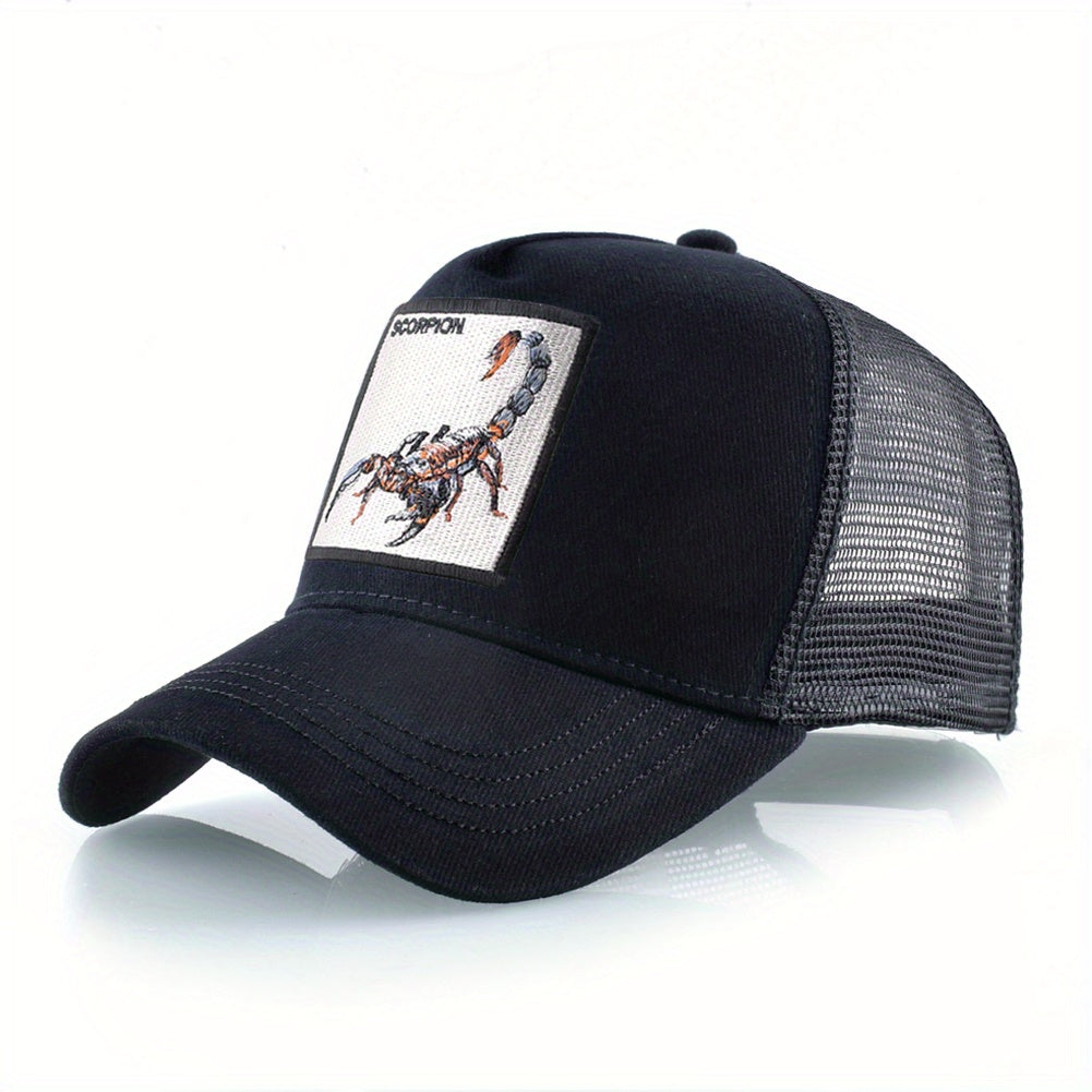 Scorpion Embroidered Baseball Cap Mesh Trucker Snapback Cap