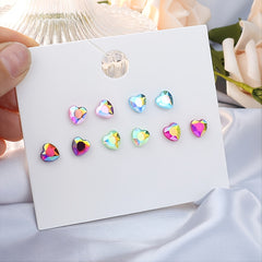 Heart Shaped Stud Earrings Set Multicolor Women Girls