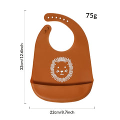 Baby Silicone Bib Lion Print Waterproof BPA Free