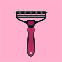 2-in-1 Pet Grooming Brush for Dogs & Cats Deshedding Tool Dematting Rake