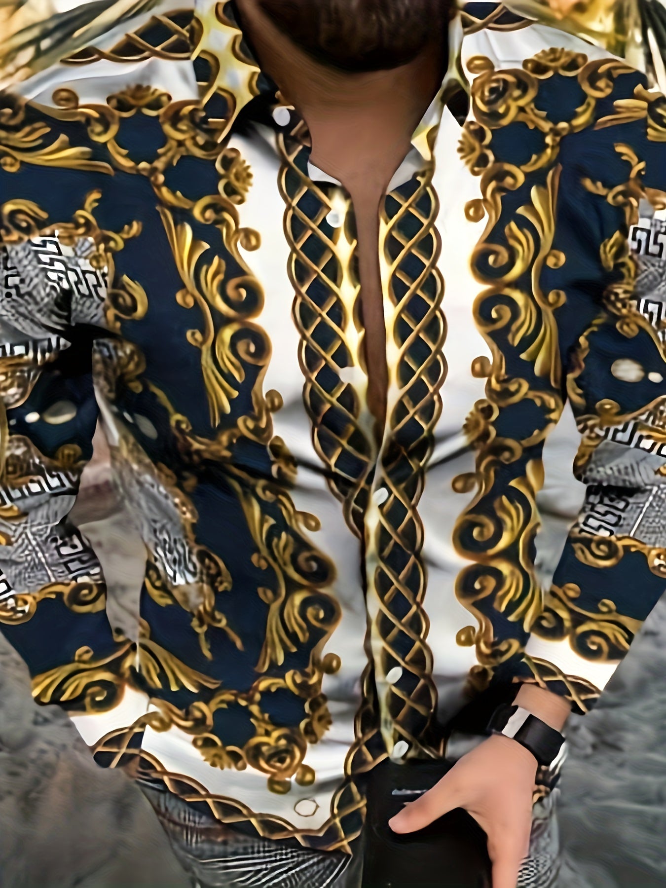 Abstract Print Button Up Shirt