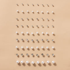 36 Pairs Faux Pearl Crystal Stud Earrings Set - Daily Decor Jewelry