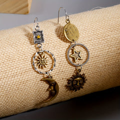 Greek Mythology Sun Moon Dangle Earrings Creative Women Asymmetric Jewelry