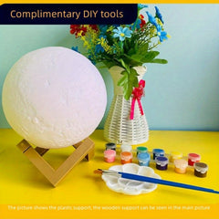 5.9in 3D Moon Light w/ Wooden & Plastic Base - Great for Kids DIY & Home Decor