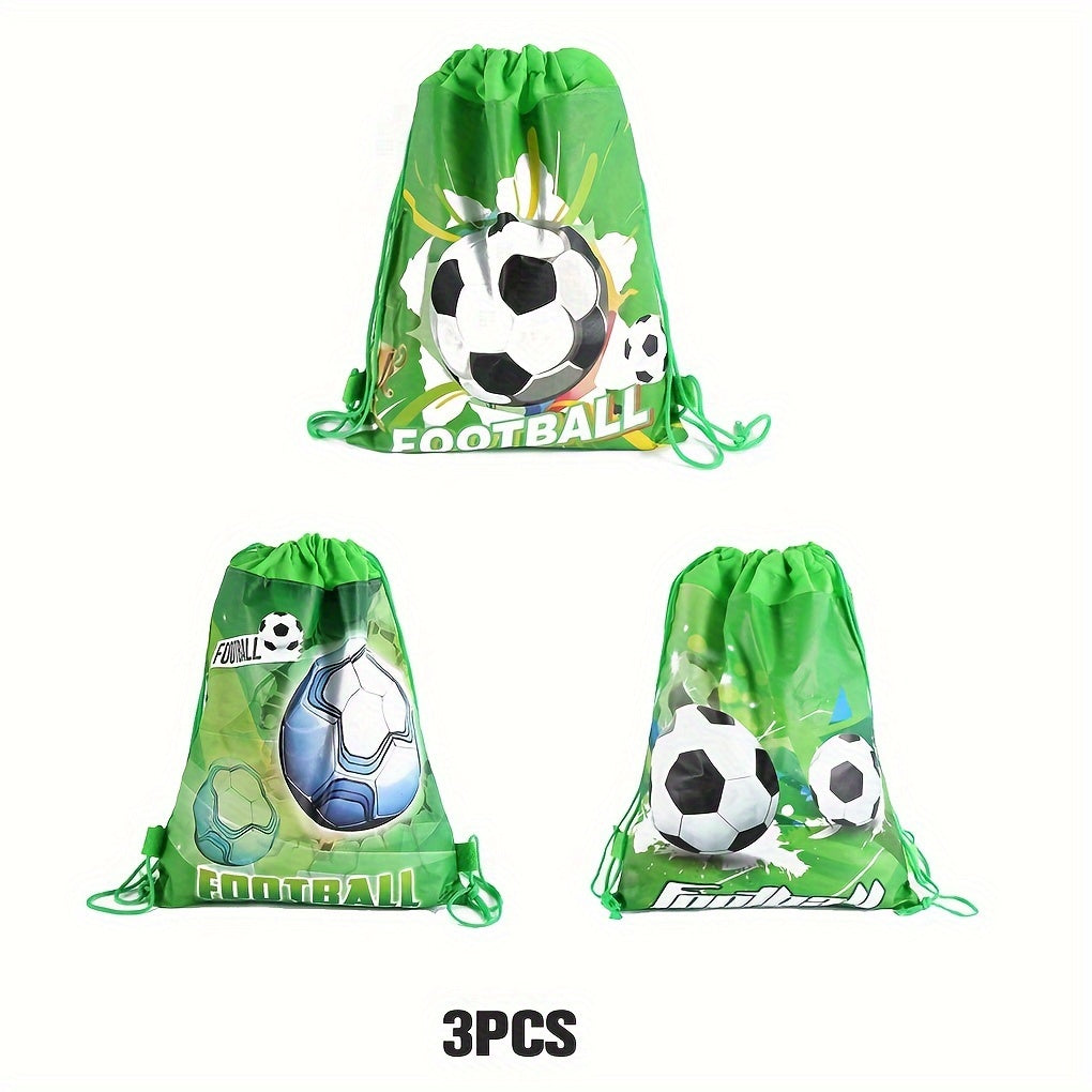 3pcs Football Drawstring Bag Reusable Storage Soccer Backpack