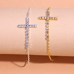 Rhinestone Cross Chain Anklet Dainty Ankle Bracelet
