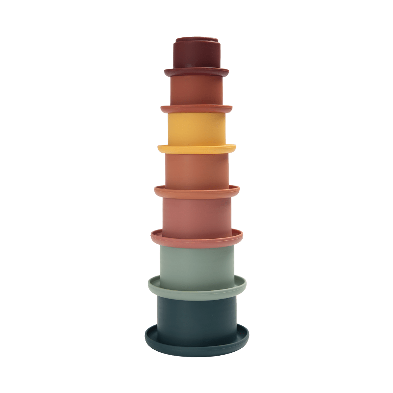 Silicone Baby Stacking Cups Toys Rainbow Stacking Tower