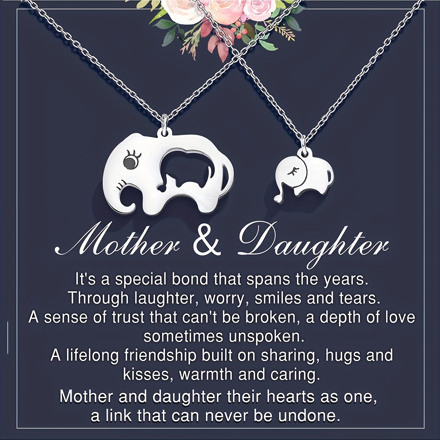 2pcs Elephant Pendant Necklace Silver Plated Decorative Accessories