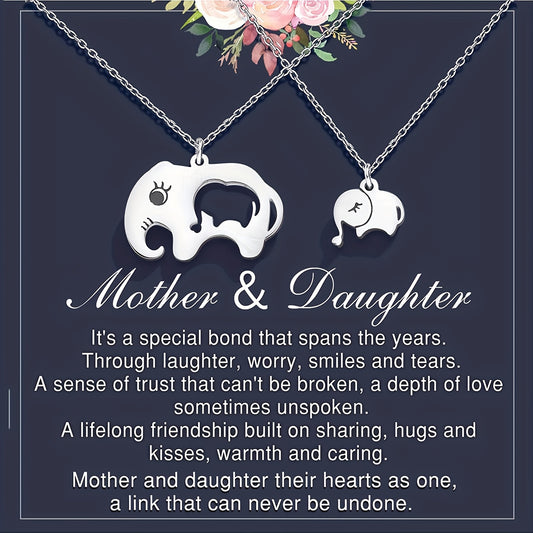 2pcs Elephant Pendant Necklace Silver Plated Decorative Accessories