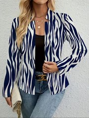 Women's Plus Allover Print Split Collar Blazer