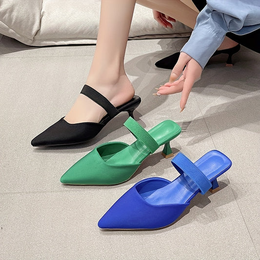Pointed Toe Slip-On Sandals Pyramid Heeled High Heels