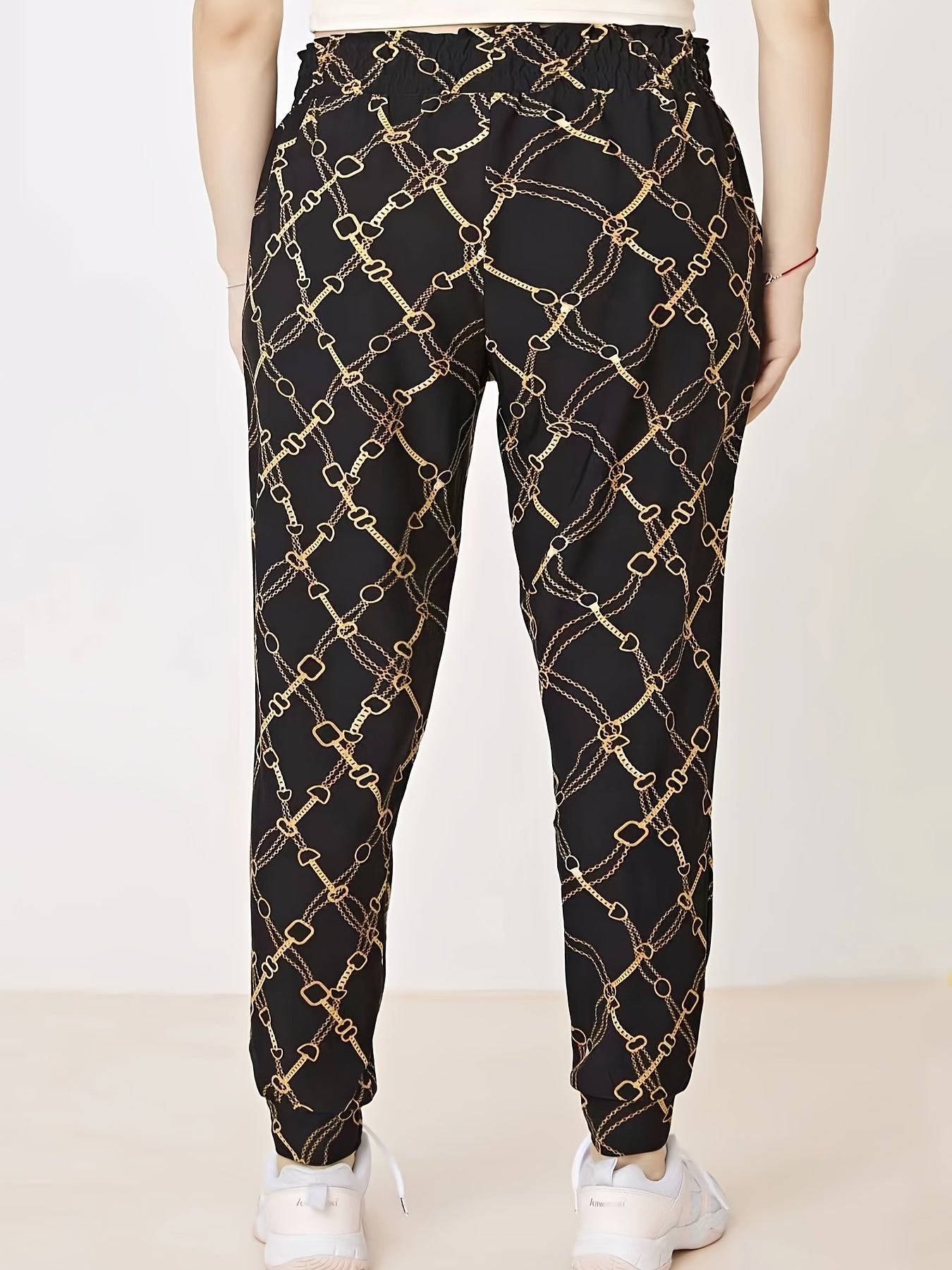  Abstract Figure Print Fitness Trousers