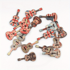 20pcs Mixed Guitar Wooden Sewing Buttons For Clothing Needlework Scrapbooking