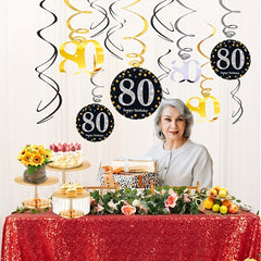18pcs 80th Birthday PVC Spiral Hanging Decoration