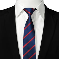 Men's Zip NeckTie Red Striped Business Professional Tie